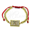 Pulsera Bolo Ajustable 03.193.0008.11 Oro Laminado, Diseño de Avión y Bola, con Blanca Micro Pave, Pulido, Tono Dorado (04 MM Thickness, 11 Inches Length)