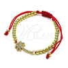 Pulsera Bolo Ajustable 03.193.0009.11 Oro Laminado, Diseño de Palmera y Bola, con Blanca Micro Pave, Pulido, Tono Dorado (04 MM Thickness, 11 Inches Length)