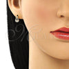 Arete Dormilona 02.102.0066 Oro Laminado, Diseño de Paperclip, con Blanca Micro Pave, Pulido, Tono Dorado