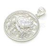 Dije Elegante 05.398.0005 Plata Rodinada, Diseño de Tortuga, Pulido, Crudo