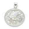 Dije Elegante 05.398.0005 Plata Rodinada, Diseño de Tortuga, Pulido, Crudo