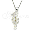 Dije Elegante 05.398.0009 Plata Rodinada, Diseño de Caballo de Mar, Pulido, Crudo
