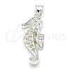 Dije Elegante 05.398.0009 Plata Rodinada, Diseño de Caballo de Mar, Pulido, Crudo