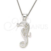Dije Elegante 05.398.0010 Plata Rodinada, Diseño de Caballo de Mar, Pulido, Crudo