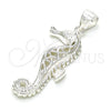 Dije Elegante 05.398.0010 Plata Rodinada, Diseño de Caballo de Mar, Pulido, Crudo