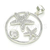 Dije Elegante 05.398.0015 Plata Rodinada, Diseño de Concha, con Micro Pave Blanca, Pulido, Crudo
