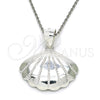 Dije Elegante 05.398.0018 Plata Rodinada, Diseño de Concha, Pulido, Crudo