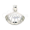 Dije Elegante 05.398.0018 Plata Rodinada, Diseño de Concha, Pulido, Crudo