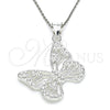 Dije Elegante 05.398.0026 Plata Rodinada, Diseño de Mariposa, Pulido, Crudo