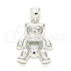 Dije Elegante 05.398.0027 Plata Rodinada, Diseño de Osito y Corazón, Pulido, Crudo