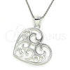Dije Elegante 05.398.0029 Plata Rodinada, Diseño de Corazón, Pulido, Crudo