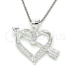 Dije Elegante 05.398.0030 Plata Rodinada, Diseño de Corazón, con Micro Pave Blanca, Pulido, Crudo