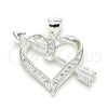 Dije Elegante 05.398.0030 Plata Rodinada, Diseño de Corazón, con Micro Pave Blanca, Pulido, Crudo