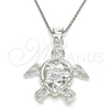 Dije Elegante 05.398.0032 Plata Rodinada, Diseño de Tortuga y Flor, Pulido, Crudo