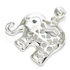 Dije Elegante 05.398.0035 Plata Rodinada, Diseño de Elefante, Pulido, Crudo