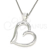 Dije Elegante 05.398.0036 Plata Rodinada, Diseño de Corazón, Pulido, Crudo
