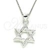 Dije Elegante 05.398.0039 Plata Rodinada, Diseño de Estrella de Davi, Pulido, Crudo