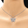 Dije Elegante 05.398.0042 Plata Rodinada, Diseño de Mariposa, con Zirconia Cubica Blanca, Pulido, Crudo