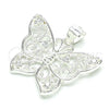 Dije Elegante 05.398.0042 Plata Rodinada, Diseño de Mariposa, con Zirconia Cubica Blanca, Pulido, Crudo