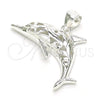 Dije Elegante 05.398.0045 Plata Rodinada, Diseño de Delfín, Pulido, Crudo