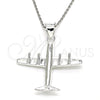 Dije Elegante 05.398.0046 Plata Rodinada, Diseño de Avión, Pulido, Crudo