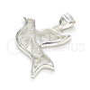 Dije Elegante 05.398.0055 Plata Rodinada, Diseño de Pajaro, Pulido, Crudo