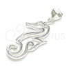 Dije Elegante 05.398.0059 Plata Rodinada, Diseño de Caballo de Mar, Pulido, Crudo