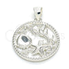 Dije Elegante 05.398.0060 Plata Rodinada, Diseño de Caballo de Mar y Concha, Pulido, Crudo