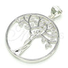 Dije Elegante 05.398.0063 Plata Rodinada, Diseño de Ãrbol, con Micro Pave Blanca, Pulido, Crudo