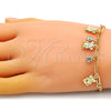 Pulsera de Dije 03.63.2231.08 Oro Laminado, Diseño de Osito y Paperclip, con Blanca Cristal, Pulido, Tono Dorado (03 MM Thickness, 8 Inches Length)