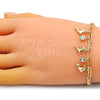Pulsera de Dije 03.63.2236.08 Oro Laminado, Diseño de Delfín y Paperclip, con Blanca Cristal, Pulido, Tono Dorado (04 MM Thickness, 8 Inches Length)