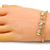 Pulsera de Dije 03.63.2238.08 Oro Laminado, Diseño de Elefante y Paperclip, con Blanca Cristal, Pulido, Tono Dorado (04 MM Thickness, 8 Inches Length)