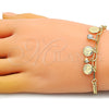 Pulsera de Dije 03.63.2239.07 Oro Laminado, Diseño de Ancla y Paperclip, con Blanca Cristal, Pulido, Tono Dorado (04 MM Thickness, 7 Inches Length)