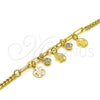 Pulsera de Dije 03.63.2244.08 Oro Laminado, Diseño de Tortuga y Paperclip, con Blanca Cristal, Pulido, Tono Dorado (04 MM Thickness, 8 Inches Length)