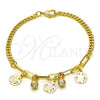 Pulsera de Dije 03.63.2244.08 Oro Laminado, Diseño de Tortuga y Paperclip, con Blanca Cristal, Pulido, Tono Dorado (04 MM Thickness, 8 Inches Length)