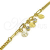 Pulsera de Dije 03.63.2245.07 Oro Laminado, Diseño de Ãrbol y Paperclip, con Blanca Cristal, Pulido, Tono Dorado (04 MM Thickness, 7 Inches Length)