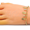 Pulsera de Dije 03.63.2246.08 Oro Laminado, Diseño de Mano de Dios y Paperclip, con Blanca Cristal, Pulido, Tono Dorado (04 MM Thickness, 8 Inches Length)