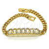 Pulsera Elegante 03.283.0234.08 Oro Laminado, con Blanca Micro Pave, Pulido, Tono Dorado (06 MM Thickness, 8 Inches Length)