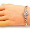 Pulsera Elegante 03.283.0241.07 Oro Laminado, con Blanca Zirconia Cubica and Blanca Micro Pave, Pulido, Tono Dorado (06 MM Thickness, 7 Inches Length)