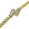Pulsera Elegante 03.283.0241.07 Oro Laminado, con Blanca Zirconia Cubica and Blanca Micro Pave, Pulido, Tono Dorado (06 MM Thickness, 7 Inches Length)