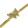 Pulsera Elegante 03.341.0183.08 Oro Laminado, Diseño de Mariposa, con Blanca Micro Pave, Pulido, Tono Dorado (04 MM Thickness, 8 Inches Length)
