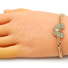 Pulsera Elegante 03.341.0185.08 Oro Laminado, Diseño de Mariposa, con Blanca Micro Pave, Pulido, Tono Dorado (04 MM Thickness, 8 Inches Length)