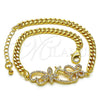 Pulsera Elegante 03.195.0002.08 Oro Laminado, Diseño de Mariposa, con Blanca Micro Pave, Pulido, Tono Dorado (04 MM Thickness, 8 Inches Length)