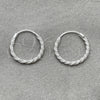 Argolla Pequeña 02.401.0027.12 Plata Rodinada, Diseño de Torcido, Diamantado, Tono Plateado