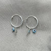 Argolla Pequeña 02.401.0034.15 Plata Rodinada, Diseño de Ojo Griego y Cruz, con Zirconia Cubica Aqua Azul, Pulido, Tono Plateado