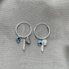 Argolla Pequeña 02.401.0036.15 Plata Rodinada, Diseño de Ojo Griego y Flor, con Cristal Aqua Azul, Pulido, Tono Plateado