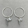 Argolla Pequeña 02.401.0043.15 Plata Rodinada, Diseño de Cruz, con Zirconia Cubica Blanca, Pulido, Tono Plateado