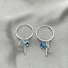 Argolla Pequeña 02.402.0004.15 Plata Rodinada, Diseño de Ojo Griego y Cruz, con Cristal Aqua Azul, Pulido, Tono Plateado