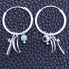 Argolla Pequeña 02.402.0004.15 Plata Rodinada, Diseño de Ojo Griego y Cruz, con Cristal Aqua Azul, Pulido, Tono Plateado