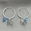 Argolla Pequeña 02.402.0005.15 Plata Rodinada, Diseño de Ojo Griego y Luna, con Cristal Aqua Azul, Pulido, Tono Plateado